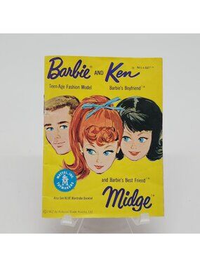 Vintage Yellow 1962 Barbie & Ken Midge Fashion Booklet By Mattel